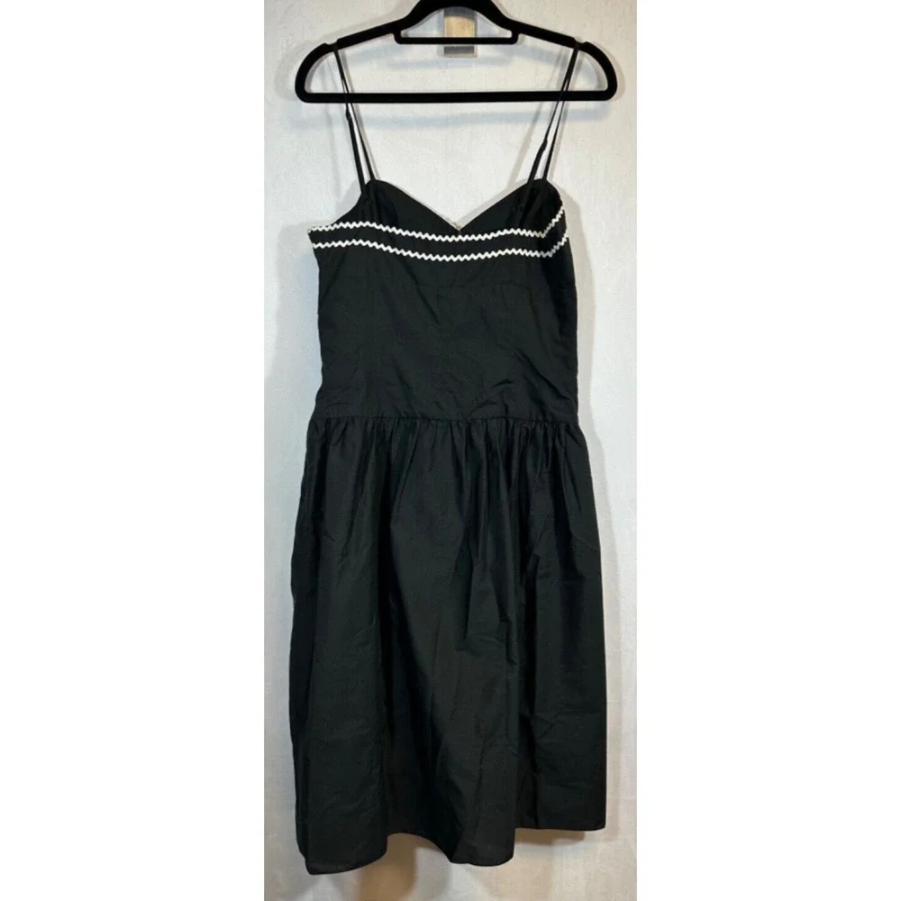 BETSEY JOHNSON Black w/White Rick Rack Trim Sun Dress - 6 - EUC Made in USA A37 - Picture 4 of 6